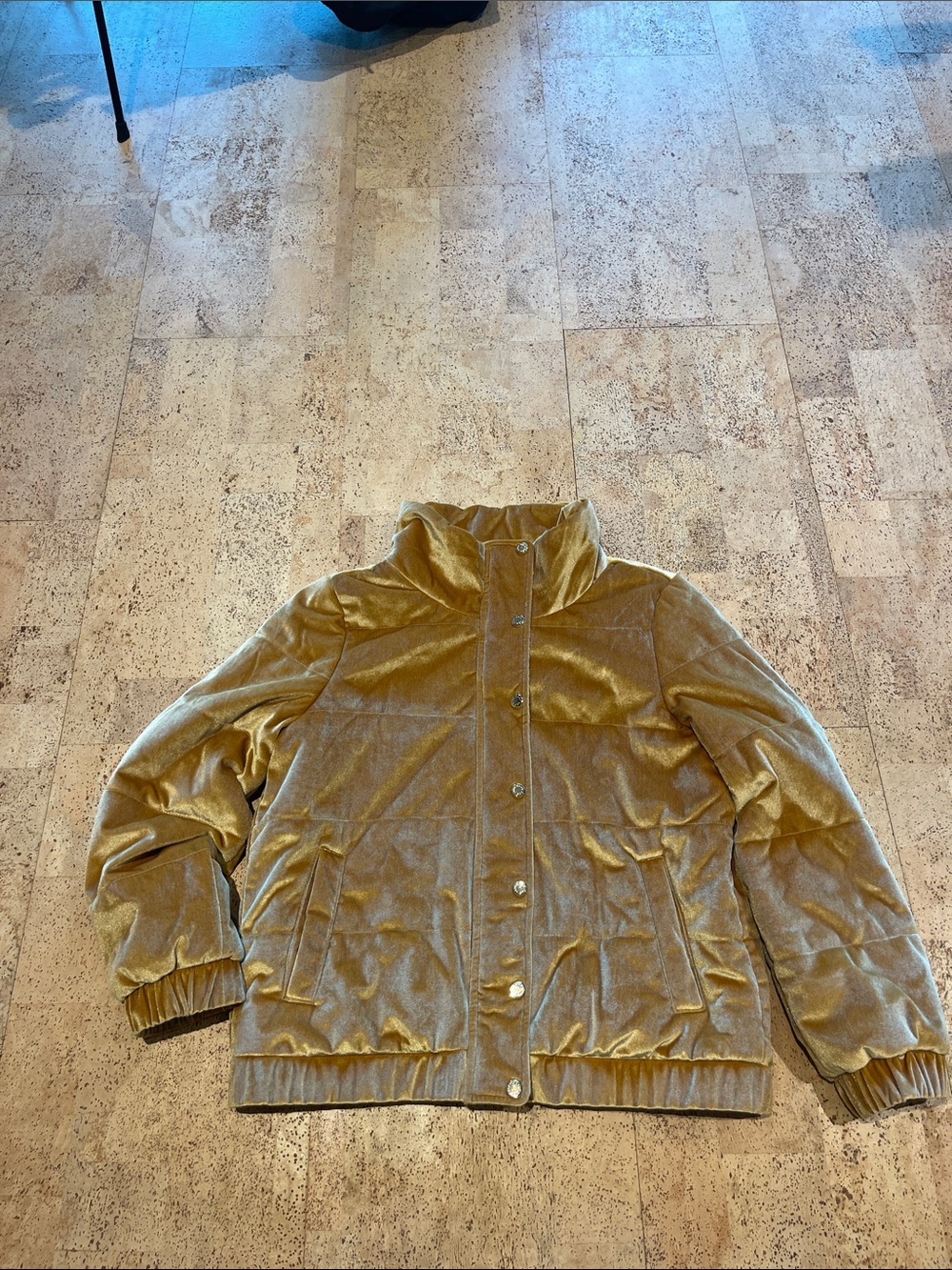 Marc New York Velvet Puffer Jacket in Gold